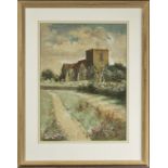 A framed watercolour depicting a country church signed Freida Bayfield 1907, image size35.5 x 26cm