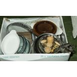 A box containing kitchen bowls and dishes