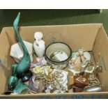 A box containing assorted pottery and glass