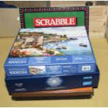 A scrabble game, Who Want to be a millionaire game, records and a jigsaw puzzle