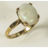 A lady's 9ct gold ring set with an opal
