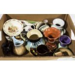 A box containing assorted pottery