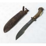 A large bone handled sheath knife and scabbard