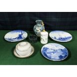 Two Delft plates and other items