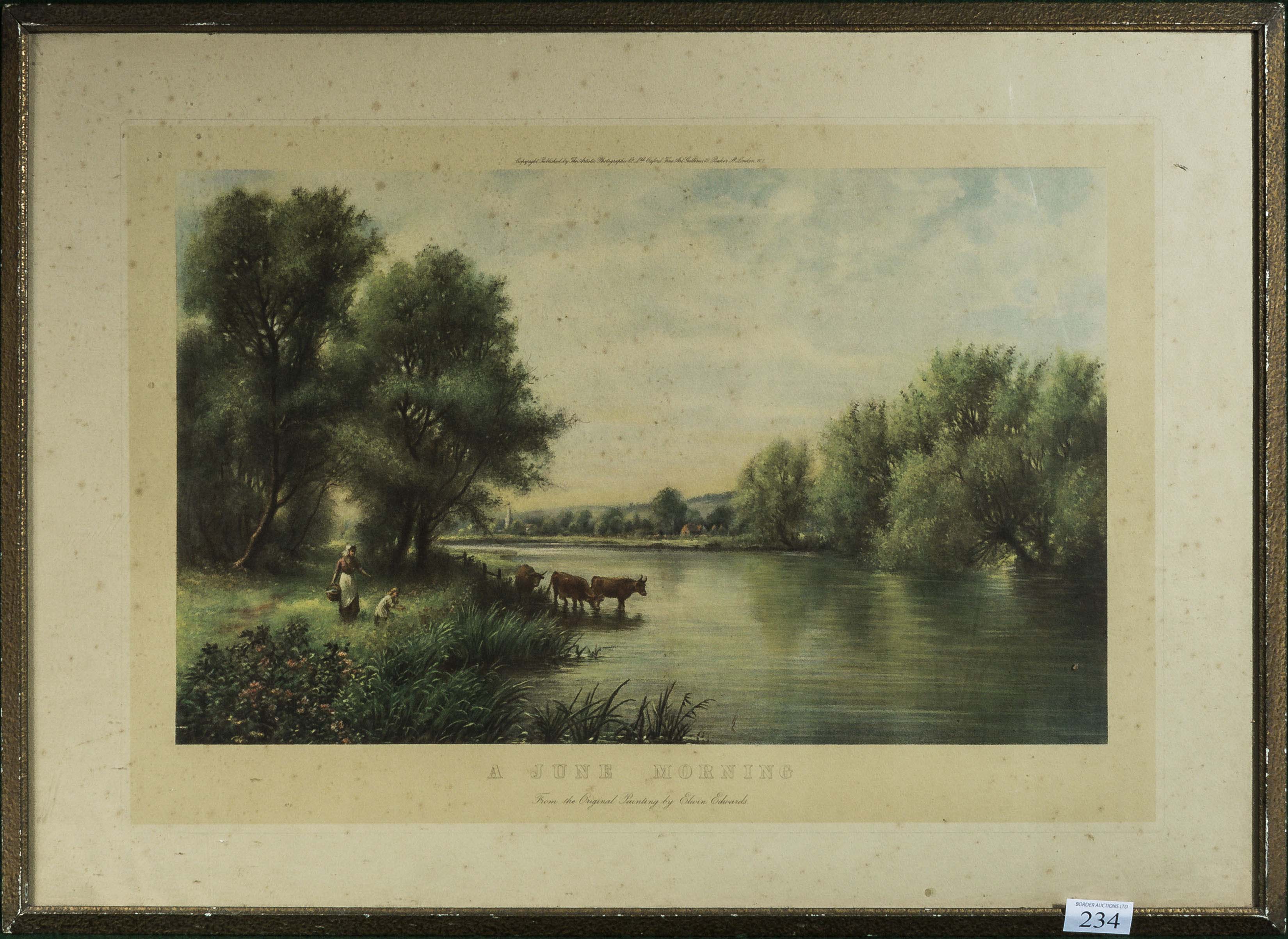 A framed print, image size 33 x 21cm