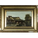 A Gilt framed oil on canvas depicting Richmond Castle
