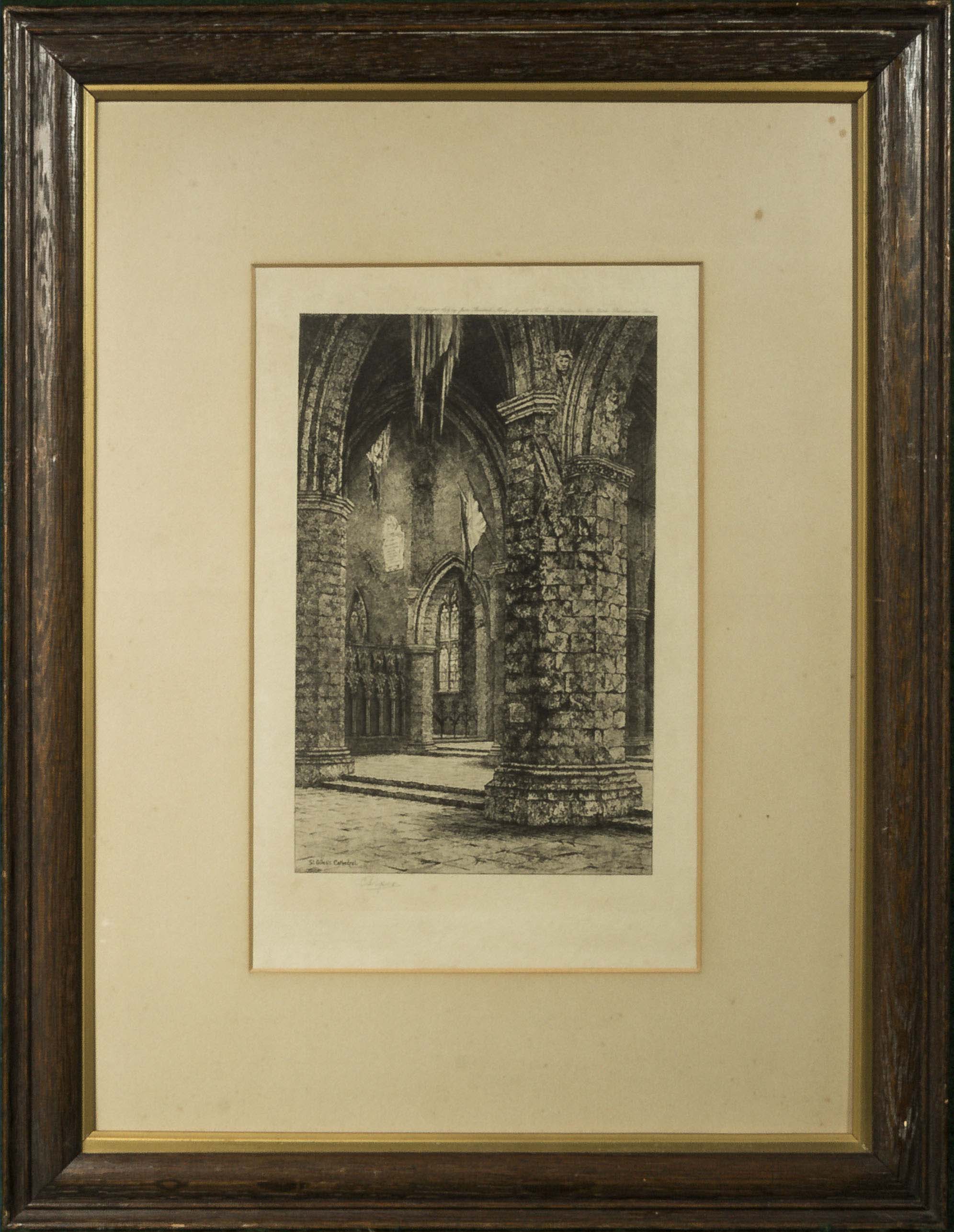 Three oak framed etchings, signed in pencil E Piper - Image 2 of 4