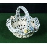 A laced woven pottery basket