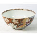 An antique Chinese Mandarin pattern decorated punch bowl 25cm in diameter A/F