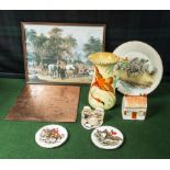 A vintage jug, plates and other items