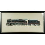 A framed oil painting of a steam engine and carriage signed Norman Whittle