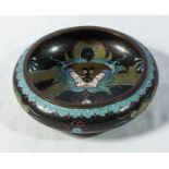 Antique Chinese cloisonne bowl deicting the dragon chasing the pearl, 20cm diameter, 8cm high