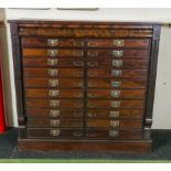 A Victorian mahogany collectors specimen chest with 20 drawers, glass protection covers. One long