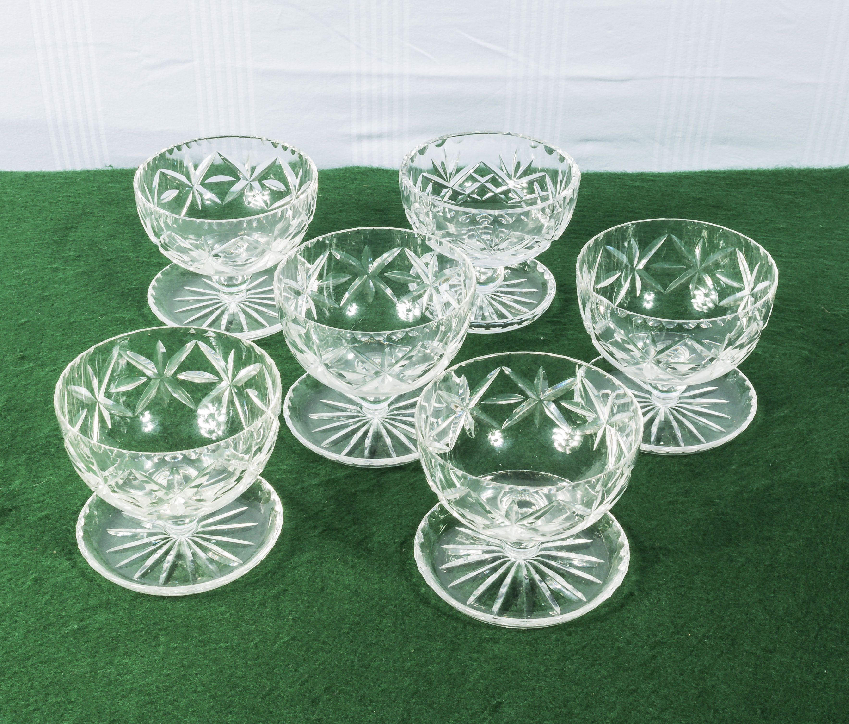 Six crystal sundae dishes