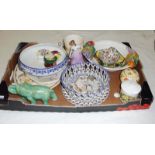 A box of assorted china and pottery