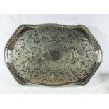 A large silver plated gallery tray