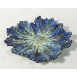 A Bretby maple leaf blue glazed dish, 23cm