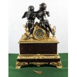 A mid Victorian bronze/ormolu and marble shelf clock. Very good quality in excellent condition60cm