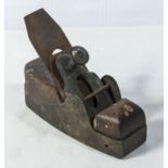 Antique gun metal sledge shaped woodworker's bull nose plane of small size, stamped ISACCS with