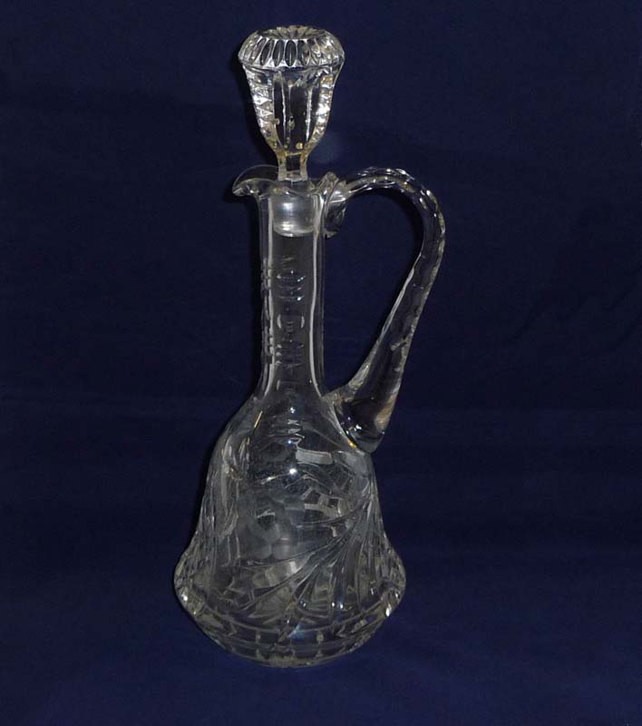 A glass wine decanter