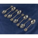 A set of eight silver teaspoons, Birmingham makers mark J.F 120gms