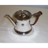 An Arts and Crafts Tudric style silver plated teapot with stag horn handle, makers mark A E Jones