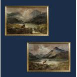 Robert Cooper 19th century artist a pair of framed oil on canvas depicting Scottish Highland