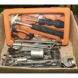 A box of assorted hand tools