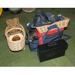 A number of bags and baskets