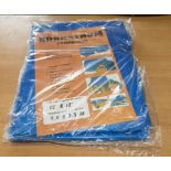 three poly tarpaulins 18' x 12'