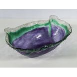 A large Murano style frosted glass bowl