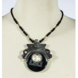 Large silver and black onyx Tuareg hand made necklace from Niger