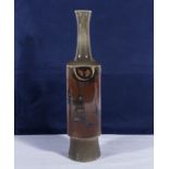 Rare Tacel Art Pottery green/brown bottle vase, Picasso design 1970's