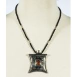 Medium Tuareg necklace with carnelian cabochon, hand made in Niger