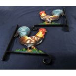 Two large cockerel hangers