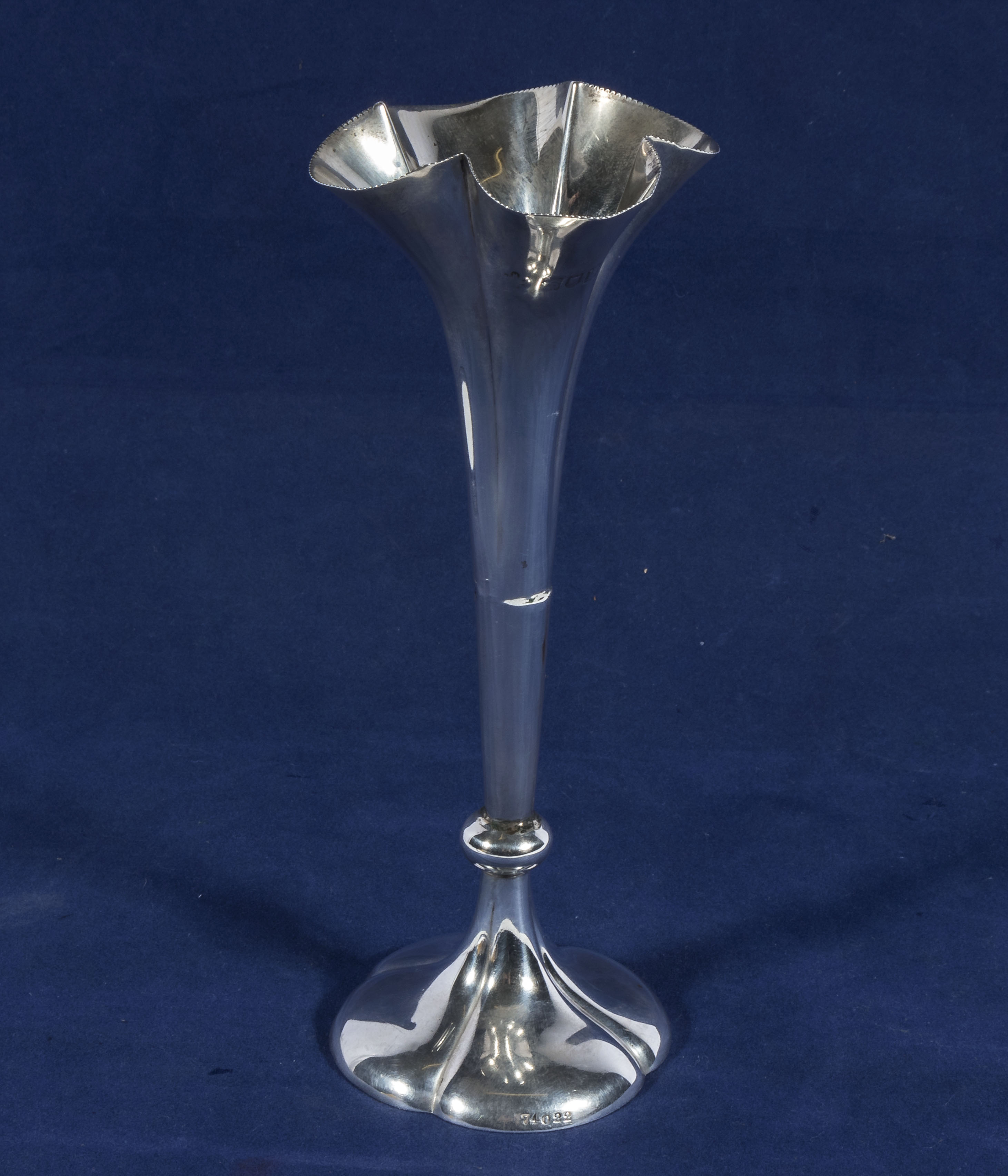 A small silver vase