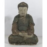 Q'ing dynasty seated wooden Buddha