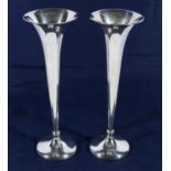 Two large silver vases, hall marks for Birmingham 1911 and 1915