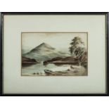 A small framed watercolour of a loch scene, signed J T Welsh size 17.7 x 26.5cm