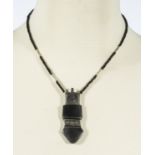 Ebony and silver tribal Tuareg necklace from Niger