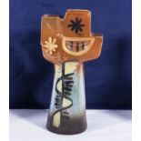 Rare Tacel Art Pottery brown/blue scarce cactus shaped vase, Picasso design