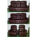 A very good quality leather suite, comprising two sofas and two reclining and vibrating chairs