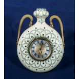 Ivory enamel and paste gem set clock with silvered and metal dial by Howell James & Co