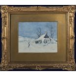 William Scott Anderson Inglis 1894-1949 RSA: A small gilt framed watercolour depicting a snowy