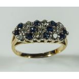 A lady's 18ct gold ring set with sapphires and diamonds, weight 5gms, size P