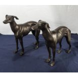 A pair of cast greyhound figures