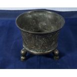 An antique Chinese bronze brush pot marks to base
