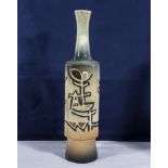 Rare Tacel Art Pottery green/ mustard yellow bottle vase, Picasso design