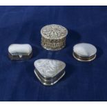 Four silver pill boxes