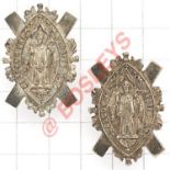 Glasgow University OTC Officer’s collar badges. Two similar examples. (2 items) Loops GC